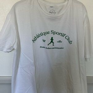 PacSun White Short Sleeve Tee with Green Athletic Graphic